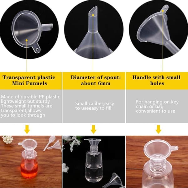 Multifunksjonell liten trakt parfymedispenser solid liten trakt aluminiumoksid og plastmateriale