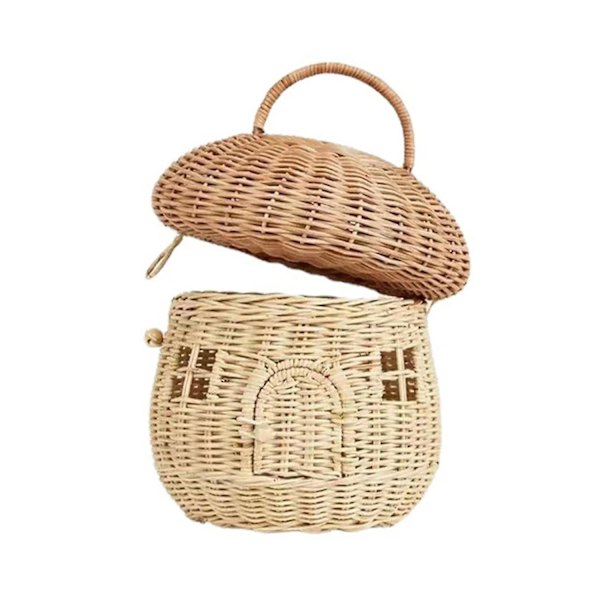 Ny Rattan Svampkorg Väska Vicker Damhandväskor Strand