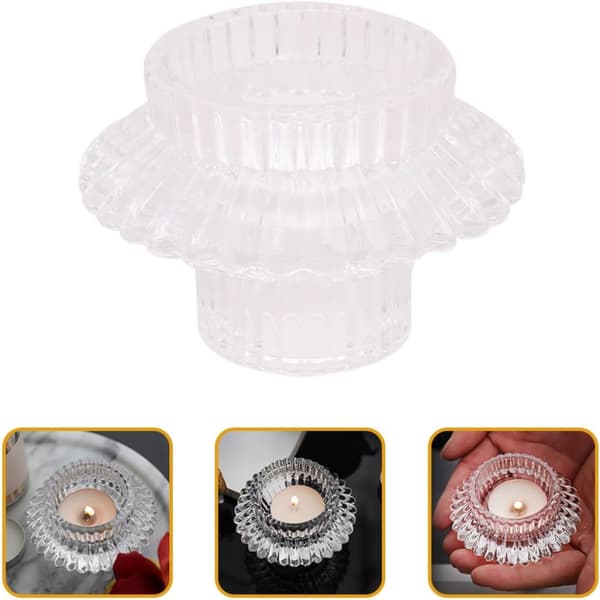 2 st ljuskoppar ljushållare glas platt botten elegant modern design lätt att bära