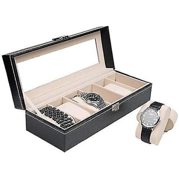 Urboks Sort Læder Mode Urboks Display Case Ur Opbevaring Organizer Box Box Armbånd