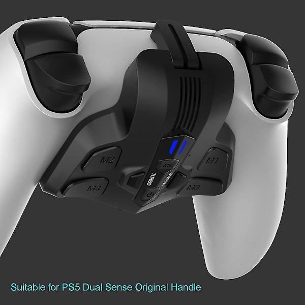 Tilbehør for bakre padler, styringsutvidelsessett, bakknapp, bakplate, omleggingssett for PS5 DualSense med turboer og makroer White