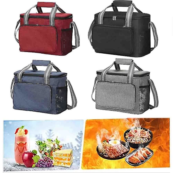 Isolerad Lunchväska Kylare Väska Bärbar Lunchbox Väska Black