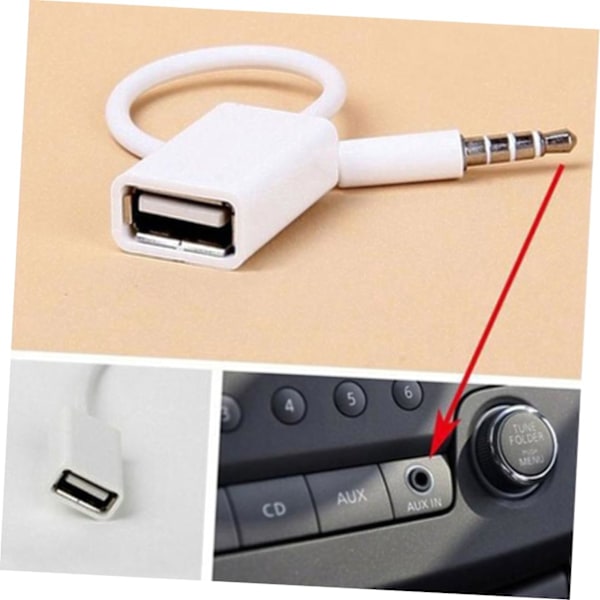 3,5 mm han Aux til USB adapterkabel til bilstereo USB lydkonverter