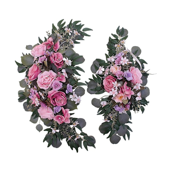 Bryllupsbue Blomsterkrans Sæt Af 2 DIY Rose Bue Dekoration