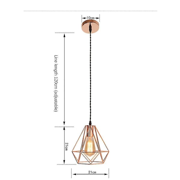 21cm Timantti Kultainen Kattokruunu E27led Rautakruunu