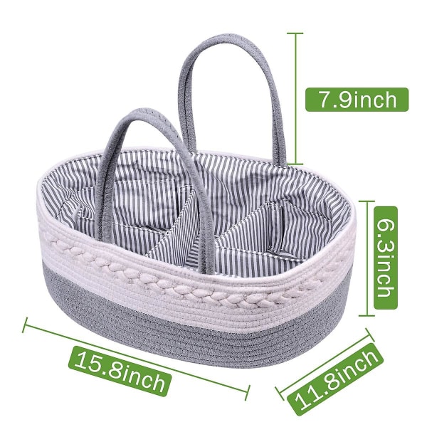 Baby bleie Caddy Organizer, 100% bomull Canvas bleie Stor bærbar tøyveske Bil Organizer Oppbevaring