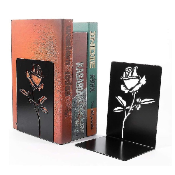 1 par udhulede bogender til boghylder Rose-lignende metal bogender bogstøtter
