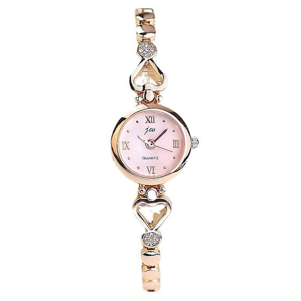 Moteklokke for kvinner, stålreim, studentklokke, armbånd, elektronisk, enkel, stilig, kvartsklokke Gold strap white plate
