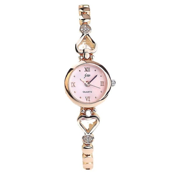 Watch Kvinnors stålrem Watch Armband Elektronisk mode Enkel Temperament Quartz Watch Gold strap white plate