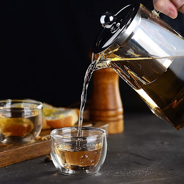 Tekande, Klar Glas med Rustfrit Stål Indsats, Varmebestandig, Borosilikatglas - 750 Ml