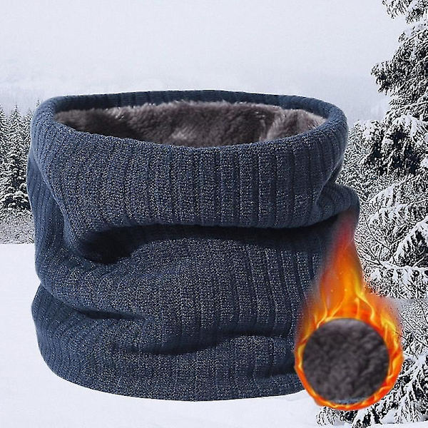 Vinterhalsduk för Män Fleece Ring Bandana Stickad Varm Solid Halsduk Kvinnor Halsvärmare B7-solid