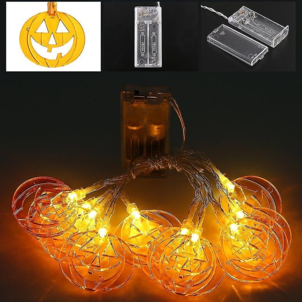 Paristokäyttöinen 10 LED Pumpkin Fairy String String -valo