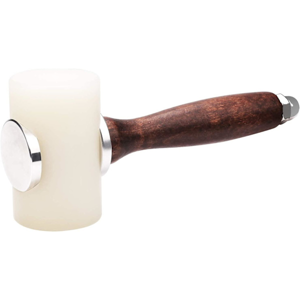 Lærutskjæringshammer DIY Nylon Hammer T-hode Lærhåndverk Hammer med trehåndtak 7,5\"