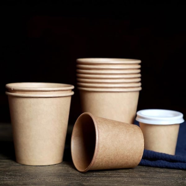 100 kpl pakkaus Kertakäyttöiset paperikupit Kraft Cupit Kahvi Maitokuppi