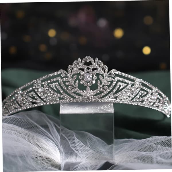 Rhinestone krone elegant tiara dekor bryllup brud hodeplagg sølv rhinestones elegant krone hodeplagg
