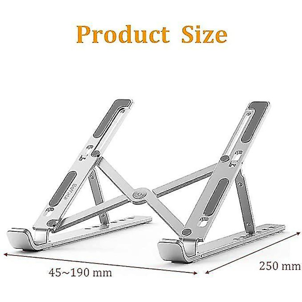 Laptopställ 6 Nivåer Justerbar Aluminium Höjningsställ Bärbar