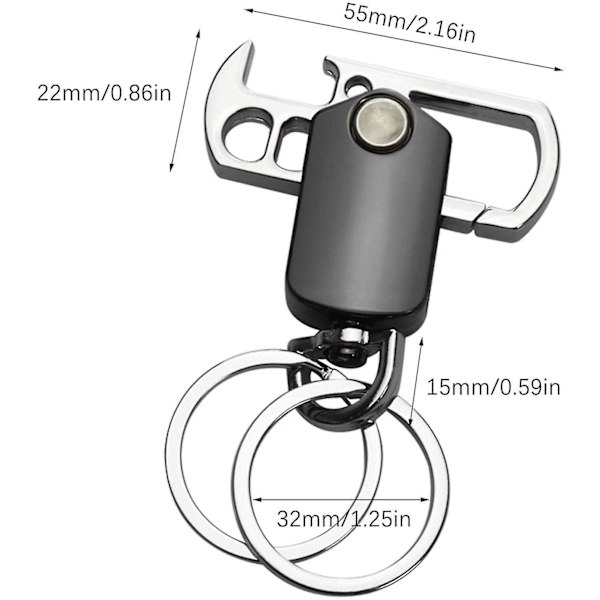 2 stk Personlige Nøkkelringer i Metall for Menn, Fingertuppflaskeåpner / Spinner