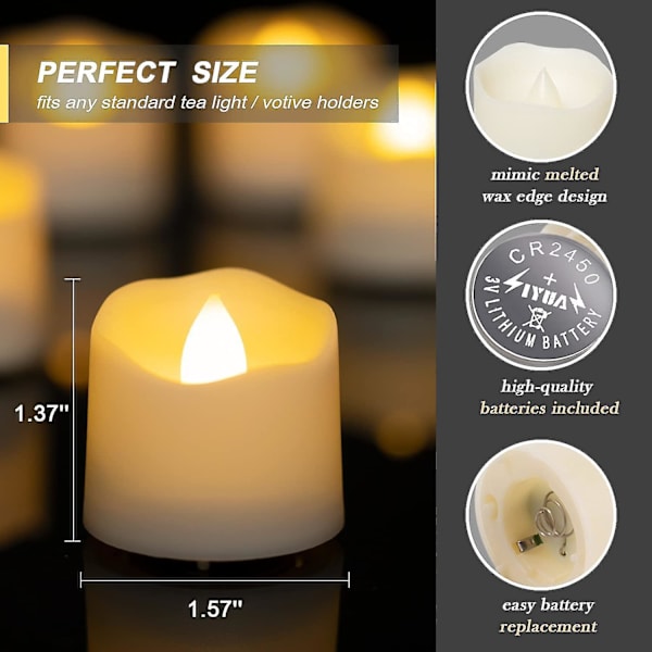 12 st Flameless Flimmerande LED-Teeljus Heminredning