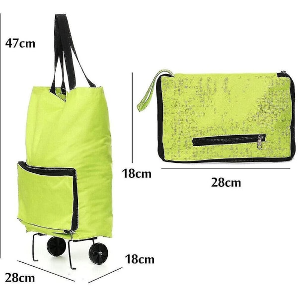 Foldbar Handlekurv Med Hjul (1 stk, grønn)