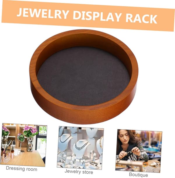 Halvcirkelformat smyckesställ för armband och ringhållare i trämaterial