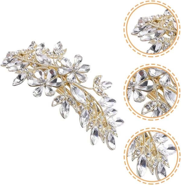 Krystalblomst Hårklemme Rhinestone Hårspænde til kvinder til polterabend