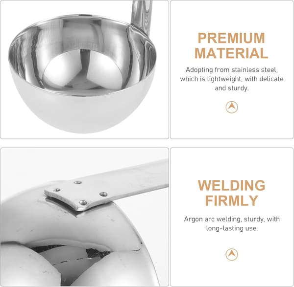 90 ml metalske i rustfrit stål, ergonomisk design, glat overflade, genanvendelig øse til servering