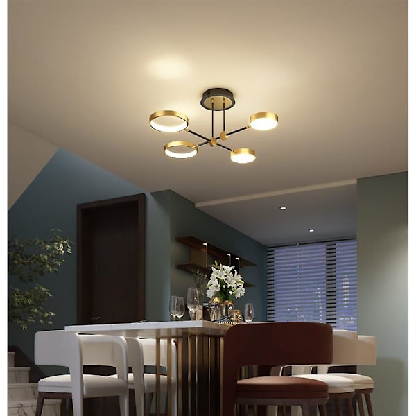 LED Loftlampe Dæmpbar Sort Guld Cirkel Design 75cm
