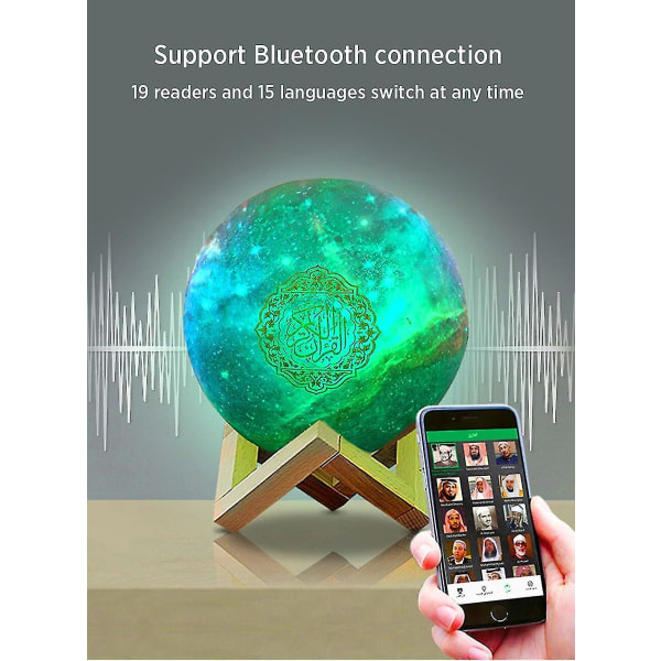 Värikäs App Muslim Quran Kaiutin LED Yövalo Langaton
