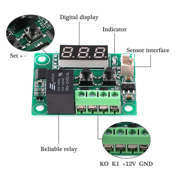 4 st W1209 12v DC Digital Temperaturregulator Mikromodul