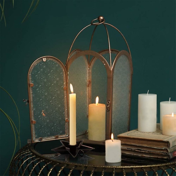 2-pak Pentagram dekorative jernplade lysestager, rustikke lysestager