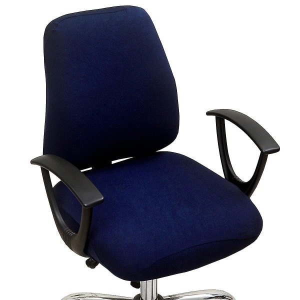 Tietokoneen toimistotuolin cover, halkaistu suojaava venyvä kangas polyesteripöytä työtuolin päälliset Stretch pyörivä tuolin päällinen, irrotettava Navy Blue