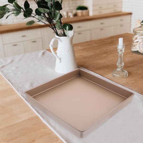 Fyrkantig bakform i kolstål, non-stick bakplåt med multifunktionell design, guldfärgad, robust