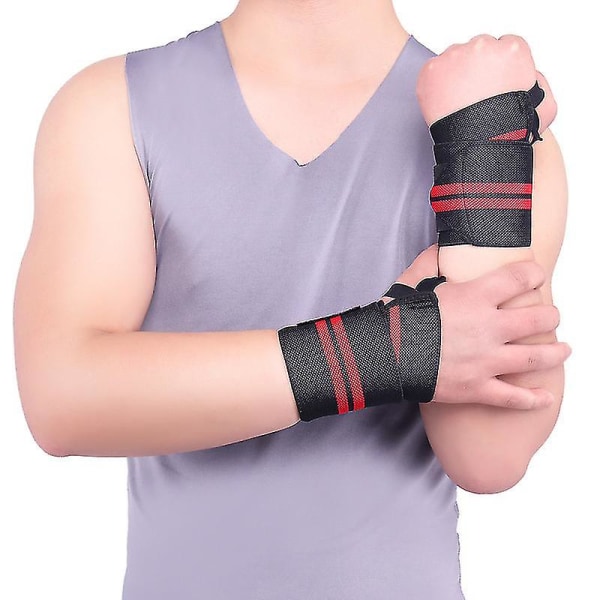 Kraftvægtløftende håndledsbånd Gym træningsstropper Håndstøtte (sortrød)(1 stk)