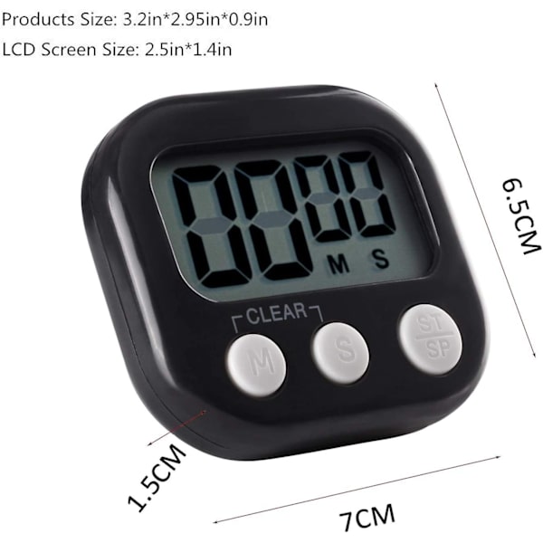 Digital Köktimer med Digital Klockfunktion, Snabb Inställning, Anpassat Läge, Stark Magnet