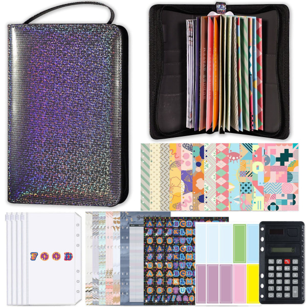 Kontantbogbinder Budgetplanlægger Notesbog Cover Mappe A6 Størrelse 7 Hulls Binder Dark grey