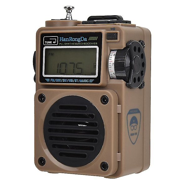 Hrd-701 Bærbar FM/SW/MW/WB Full-band Digital Radio Subwoofer Lydkvalitet Bluetooth TF-kort Avspilling Radio 701 Yellow
