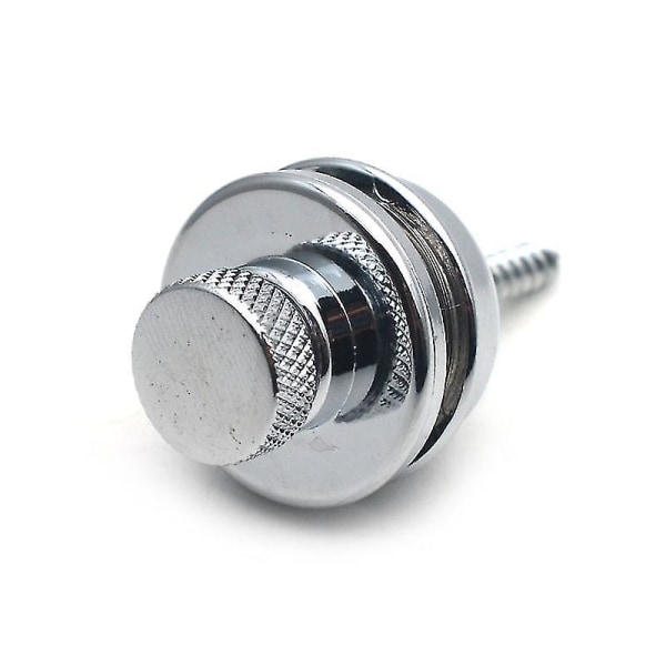 Gitarrremmslås, Säkerhetslås/Låsande Knappar (2 st, Silver)