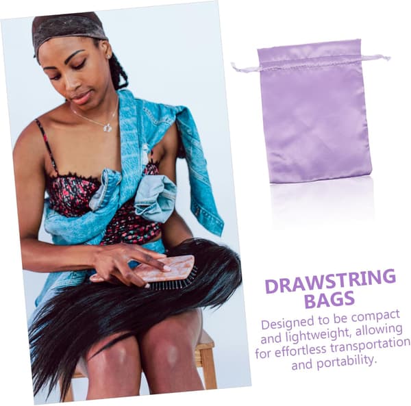 Satin Dragskoväskor för perukförvaring 10 st 15x20 cm Lättviktig Bärbar Reseorganiserare