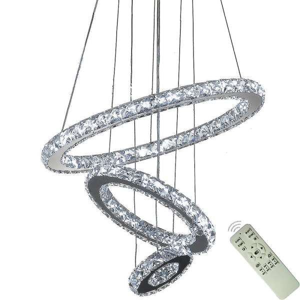 3-ring LED krystall-lysekroner, runde taklamper