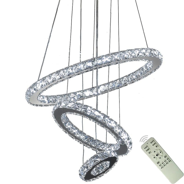 3-ringar LED-kristallkrona hängande runda taklampor