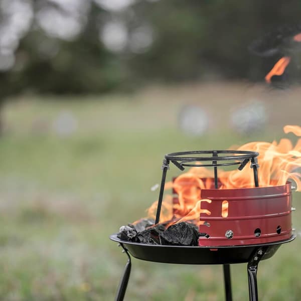 Bärbart avtagbart lägereldsstativ 280 mm dubbelring 24 cm höjd metall utomhus