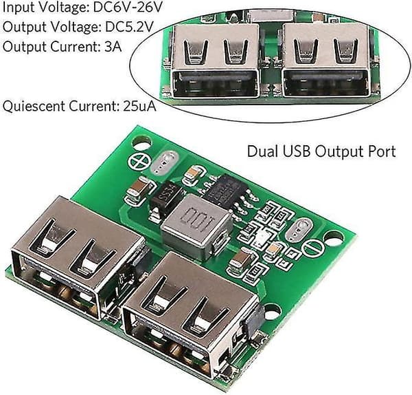4 stk Mobil Strømforsyningskort USB DC-DC Step Down Lader