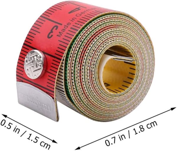 Färgglatt måttband med tryckknapp, flexibelt, 150 cm, midjemåttband