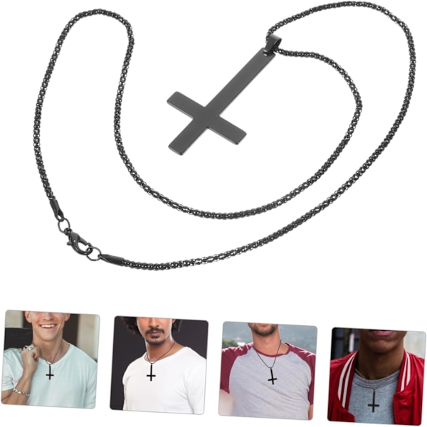 Cross Chain Herre Kors Halskæde Inverteret Kors Vedhæng Halskæde