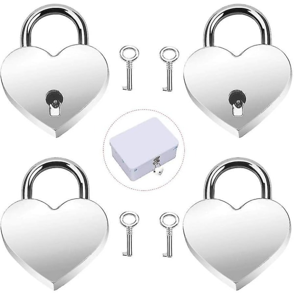 Mini Hjerte Hængelås 4 Stk Metal Hjerte Nøglet Hængelås Hjerteformet Nøglelås