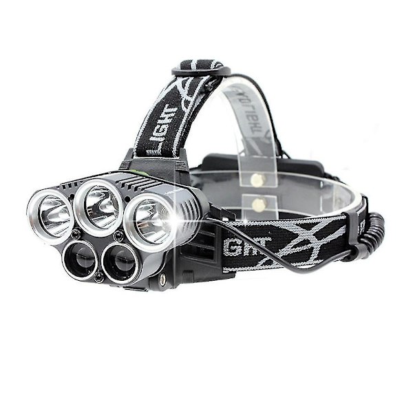 USB Genopladelig LED Pandelamp 3 Hvid 2 Blå Lys Vandafvisende