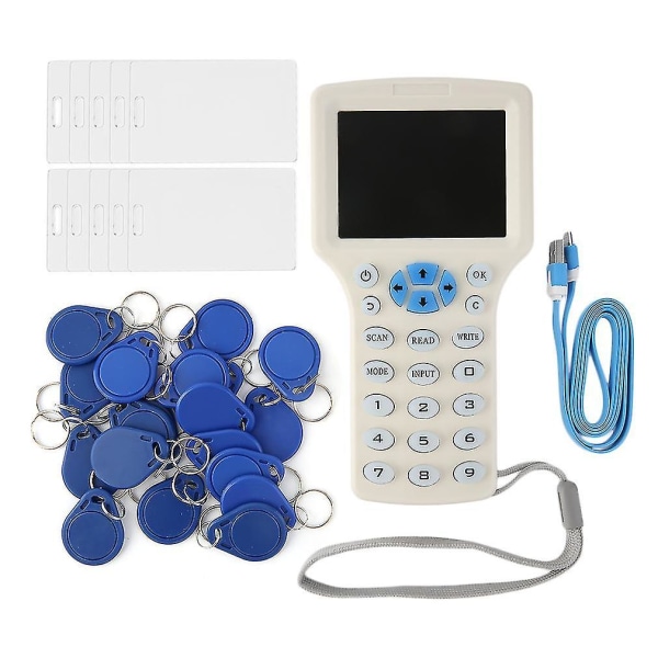 RFID-kopieringsenhet for ID-kort, IC-kortleser/skriver, 10 kort, 20 tagger