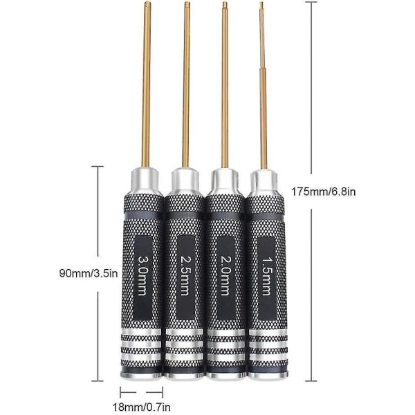 4 kpl 1,5 mm 2,0 mm 2,5 mm 3,0 mm set titaaninen kuusikulmainen ruuvimeisseli