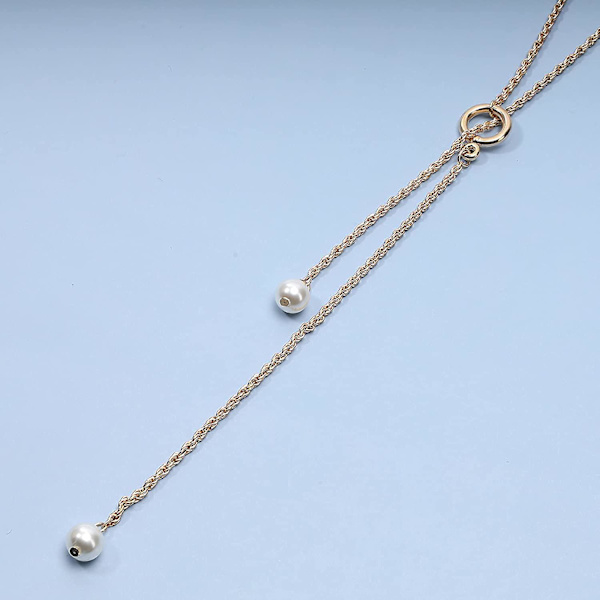 Perle Lariat Halskjede Gull Chunky Kjede Y Halskjede Perle Kvast Halskjede Lang Lmell Gave