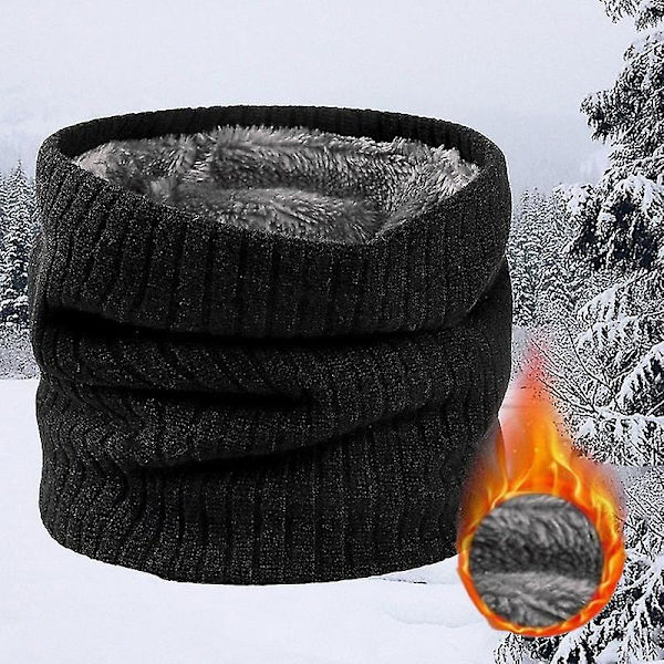 Vinterhalsduk för Män Fleece Ring Bandana Stickad Varm Solid Halsduk Kvinnor Halsvärmare B5-solid